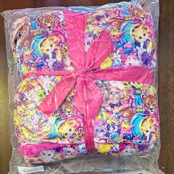 NIB Resort To Smooth Lisa Frank 2-Layered Bamboo On Hot Pink Minky Blanket 60x80 - Picture 2 of 2